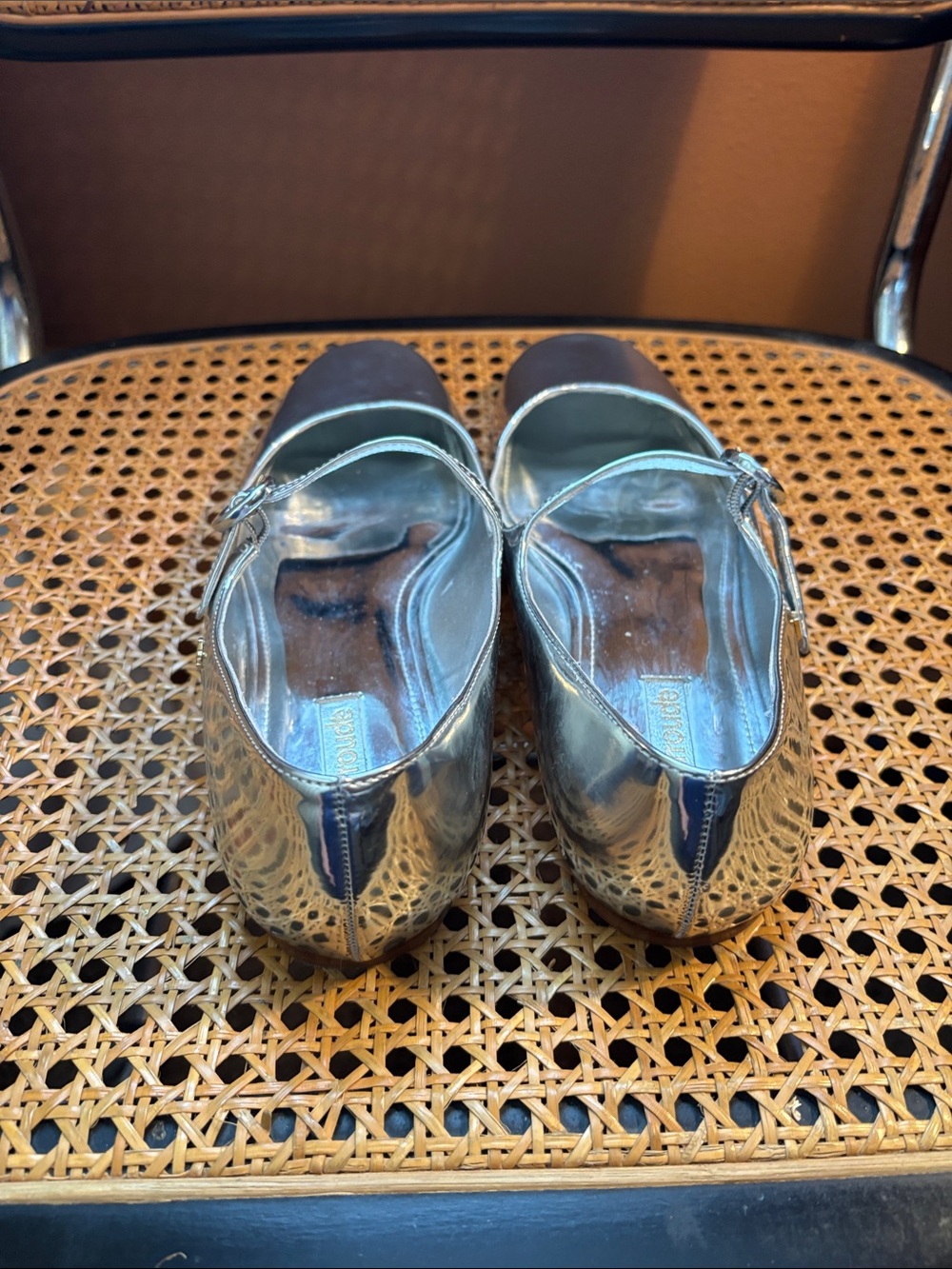 Larroude Metallic Silver Mary Jane Flats - Picture 3 of 6